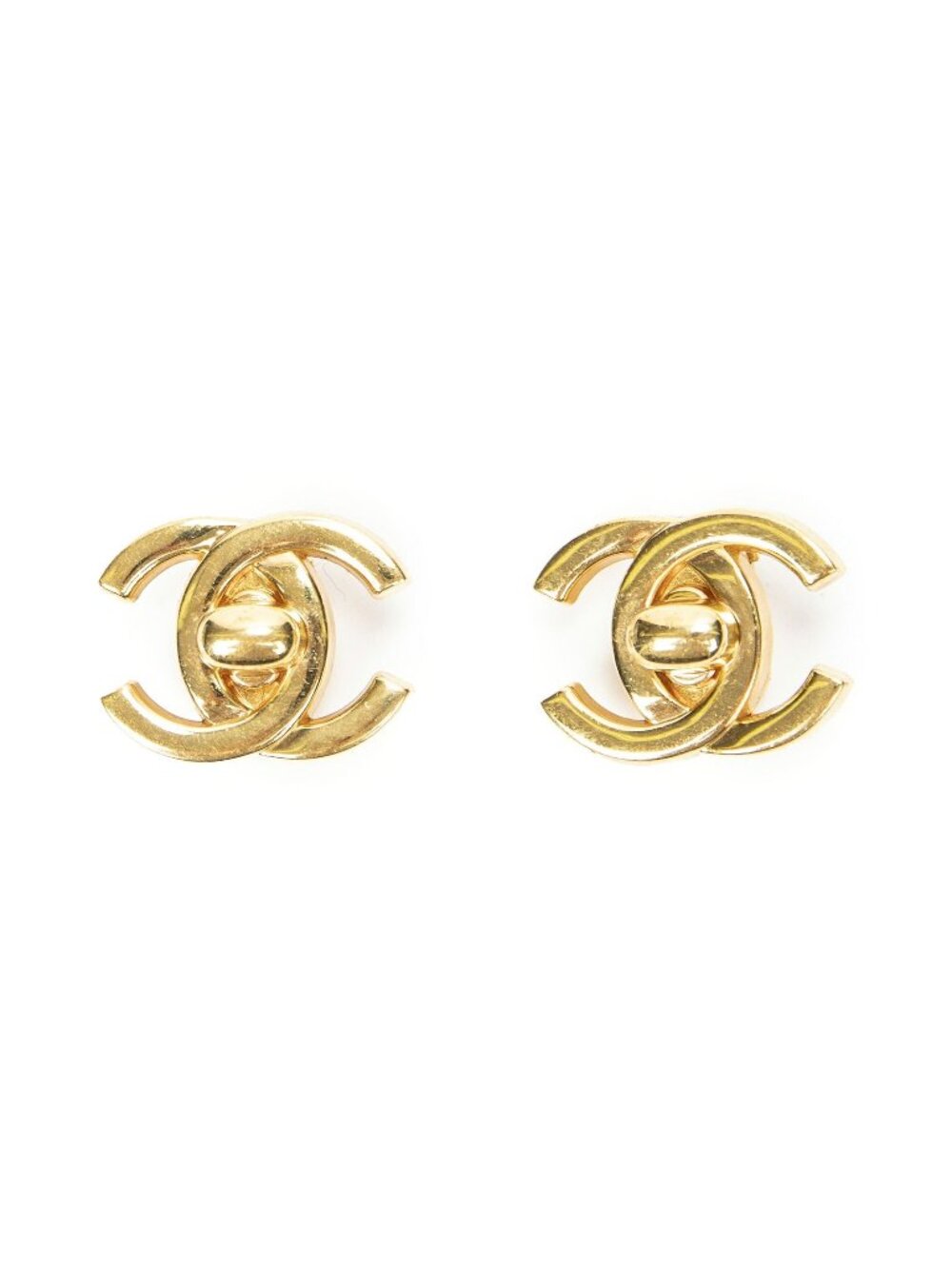 Chanel CC Turnlock Motif Clip-On Earrings Gold Plated